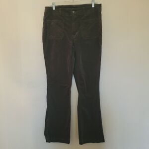 D. Jeans Olive Green Corduroy Boot Cut Pants Women Sz 12 High Rise Patch Pockets